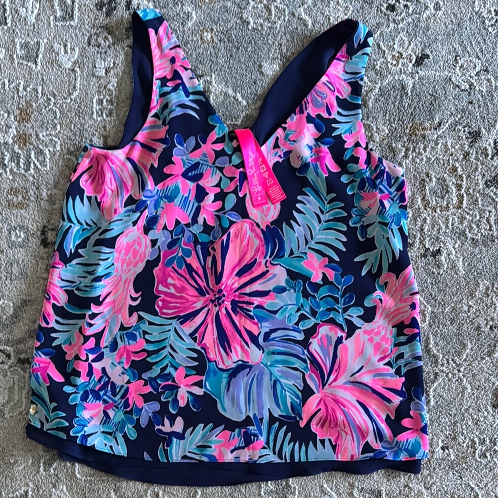 Lilly Pulitzer Pink and Blue Reversible Sleeveless Tank Top